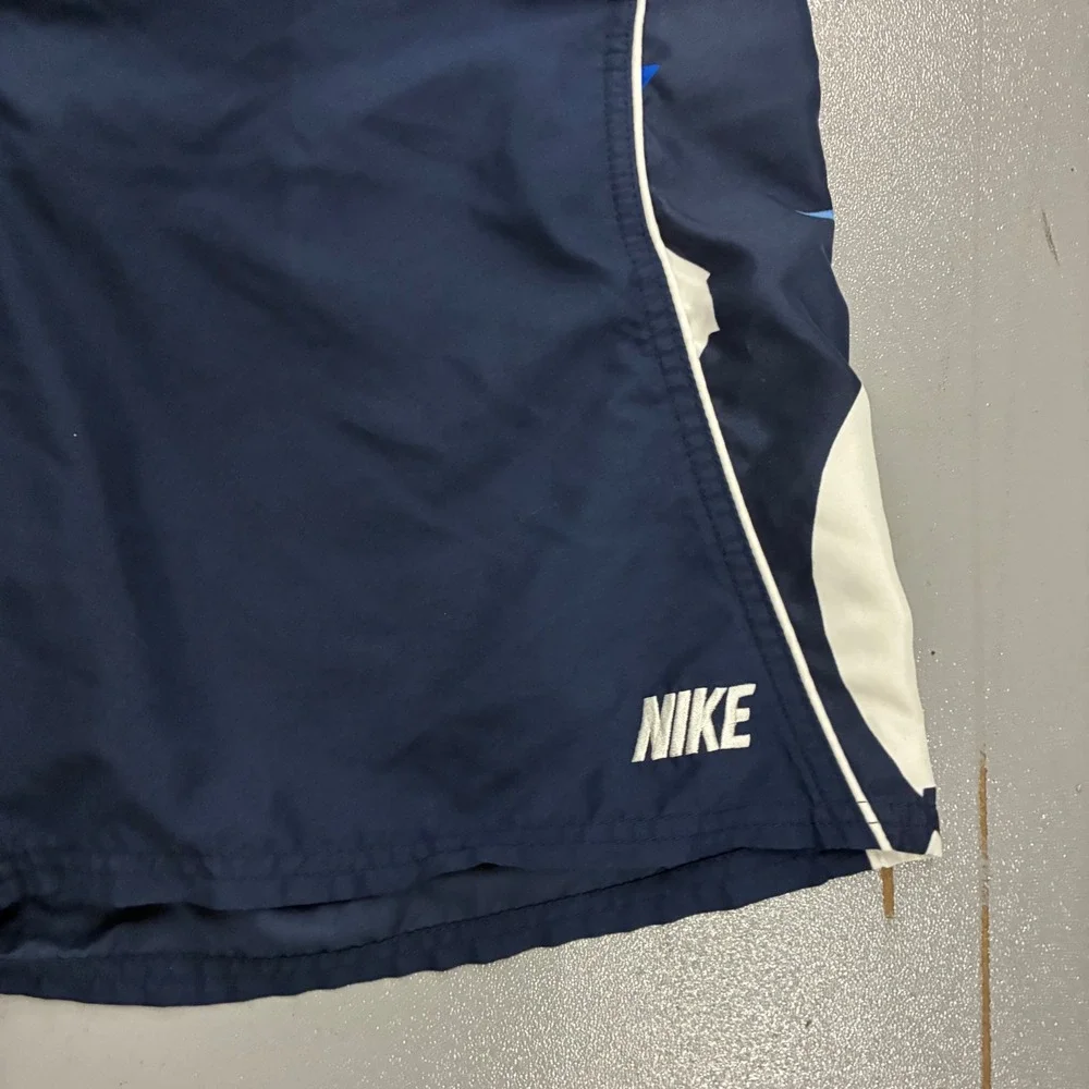 Y2K Nike Swim Mens Navy Blue Floral Board Shorts Trunks Mesh Lined Size Medium